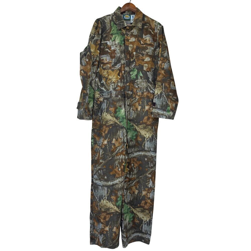 Cabelas Advantage Timber Camo Hunting Coveralls Jumpsuit Size L